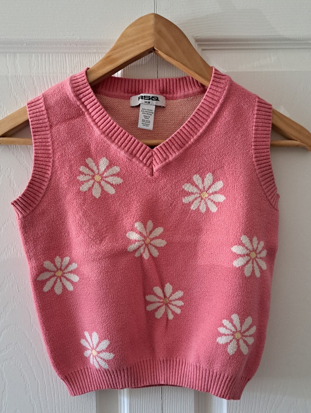 RSQ Pink Knit Vest with Ribbed Collar